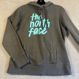 The North Face Hoodie Women's M Gray Graphic Pullover Gorpcore Sweatshirt Fitted